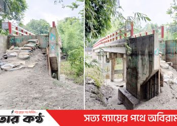 টাঙ্গাইলে ব্রিজের সংযোগ সড়ক না থাকায় মানুষের চরম দুর্ভোগ